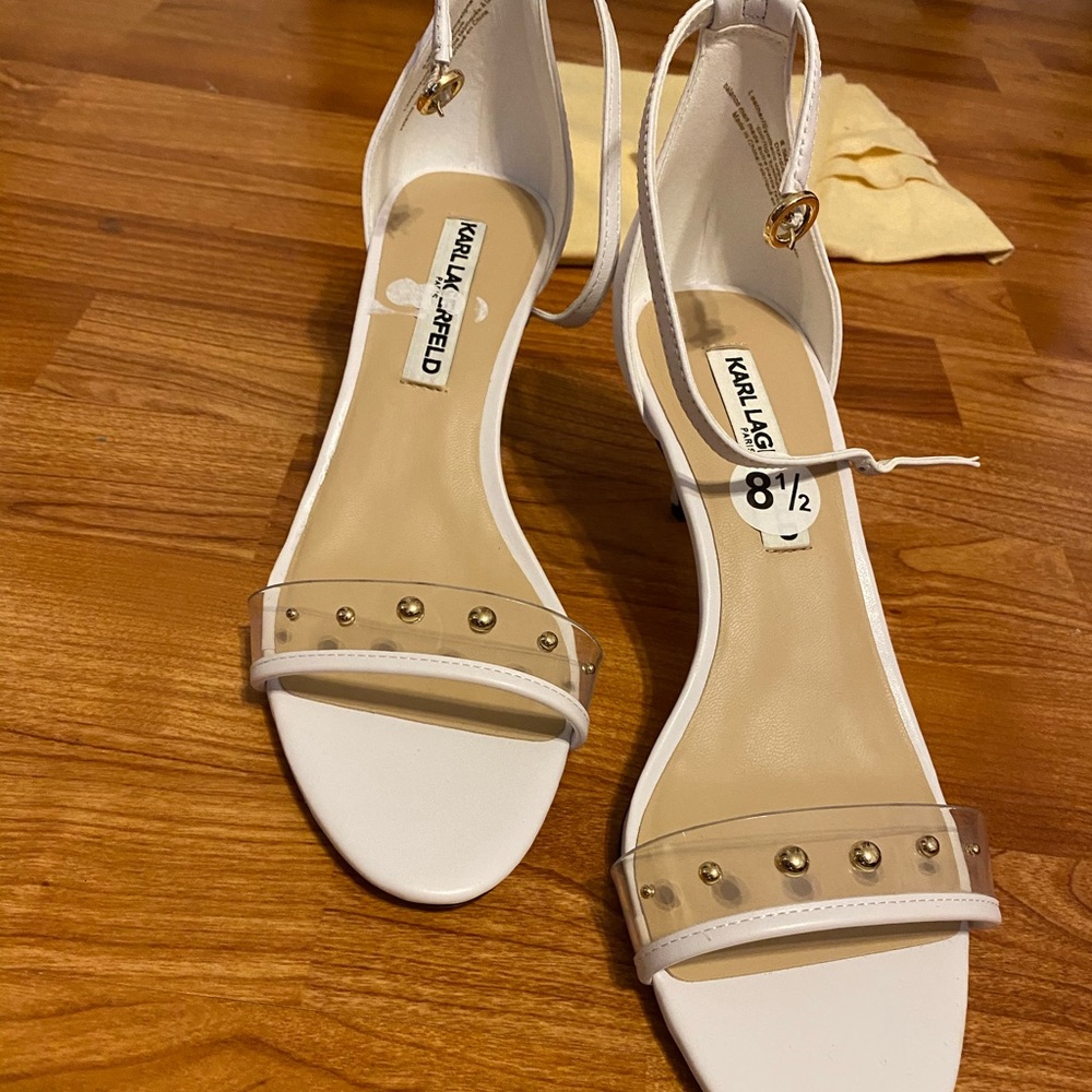 White sandals low heel
